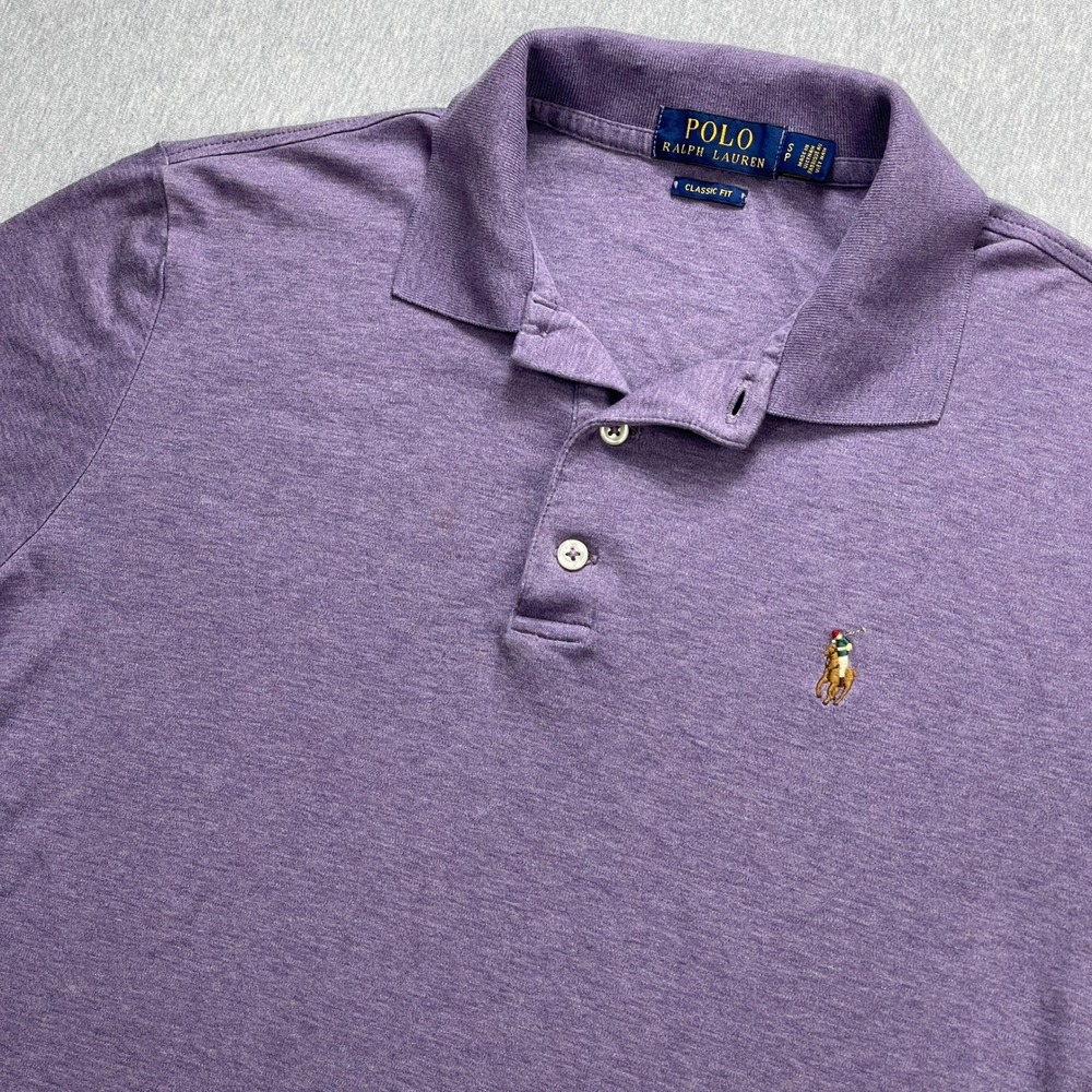 Polo Ralph Lauren Polo Shirt Mens Small Classic Fit Heather Purple Cotton EUC